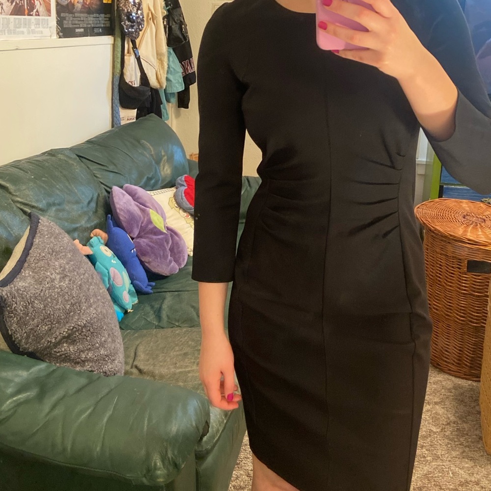 Black Ruched Front Sheath Dress - Kobi Halperin